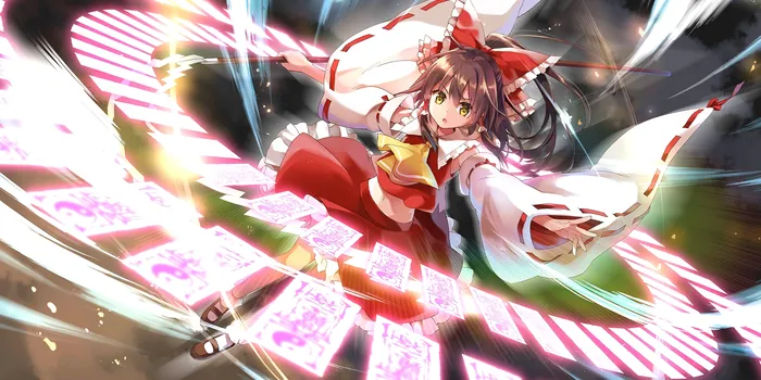 绘卷「飞翔于空中的不可思议巫女」卡面